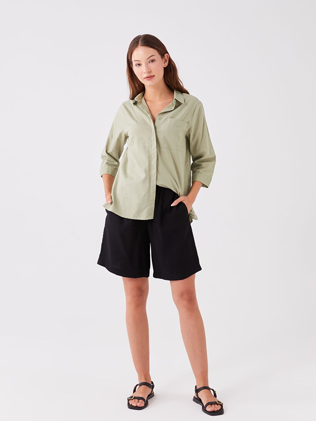 Elasticated Waist Relaxed Fit Women's Shorts -S3KS16Z8-CVL