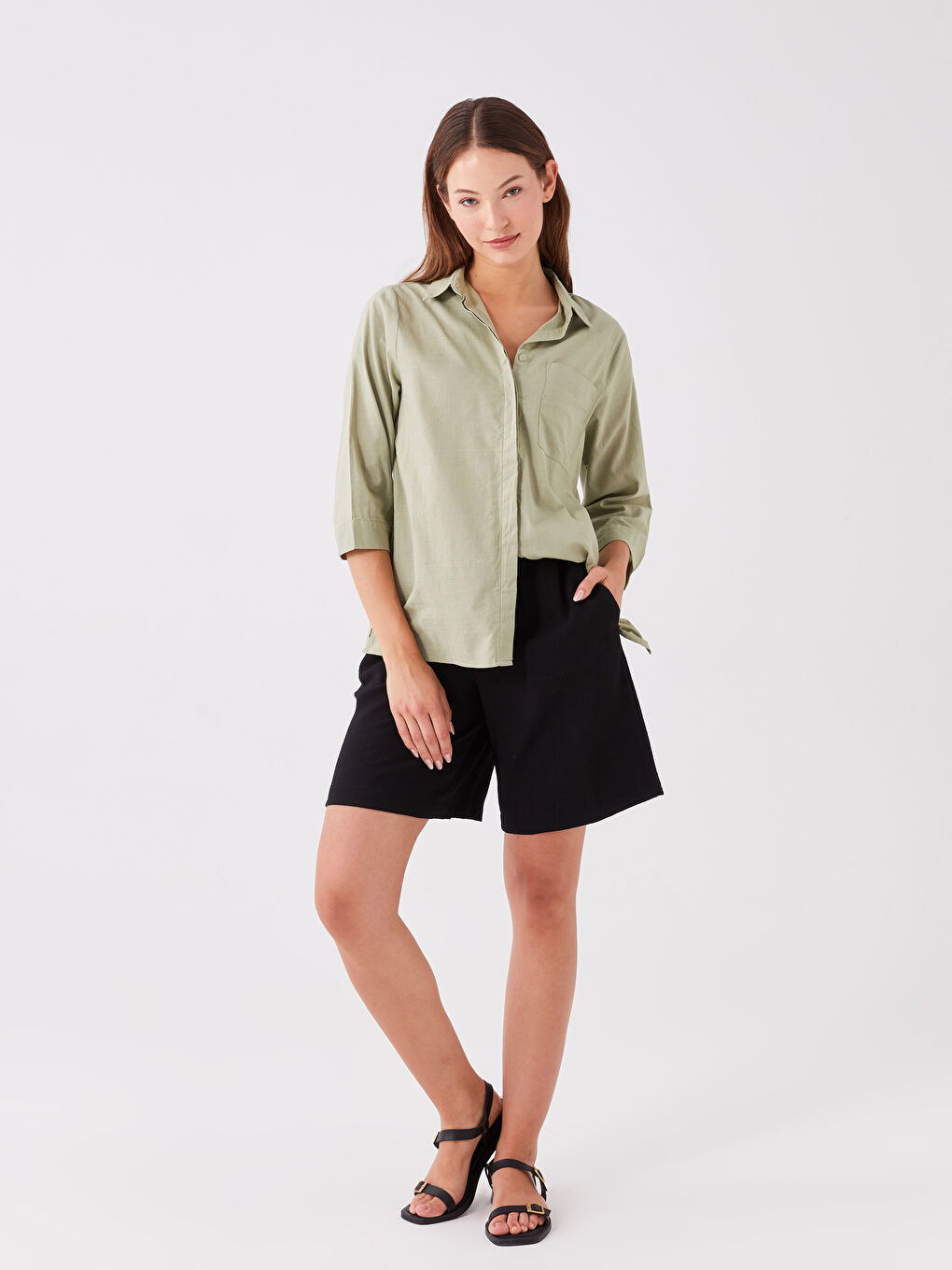 Elasticated Waist Relaxed Fit Women's Shorts -S3KS16Z8-CVL