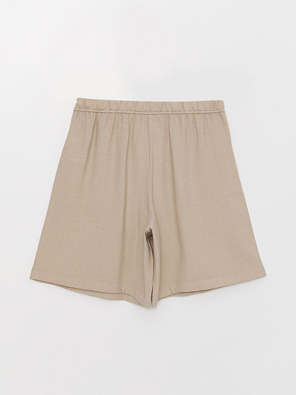 Bej Beli Lastikli Rahat Kalıp Kadın Şort-6