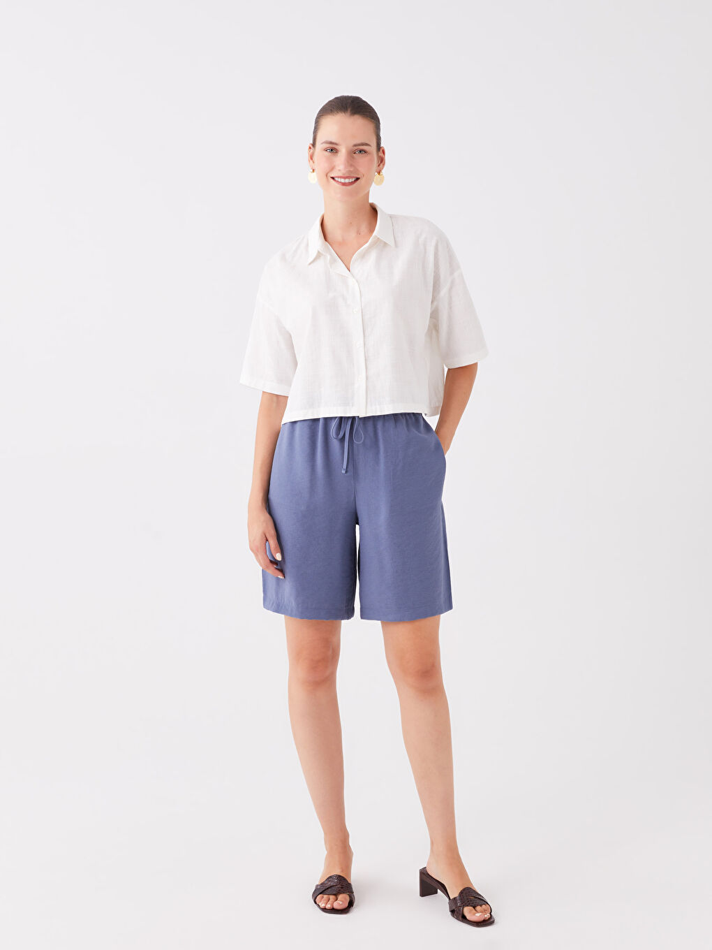 Elastic Waist Comfortable Fit Women's Shorts -S3KS16Z8-HNE