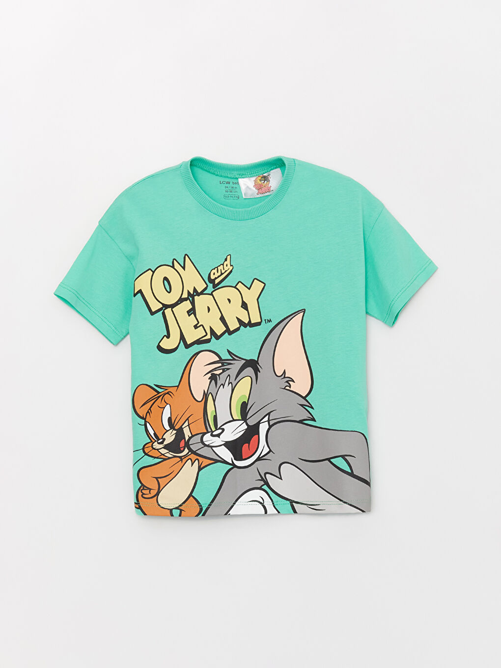 Crew Neck Short Sleeve Tom and Jerry Printed Baby Boys' T-Shirt