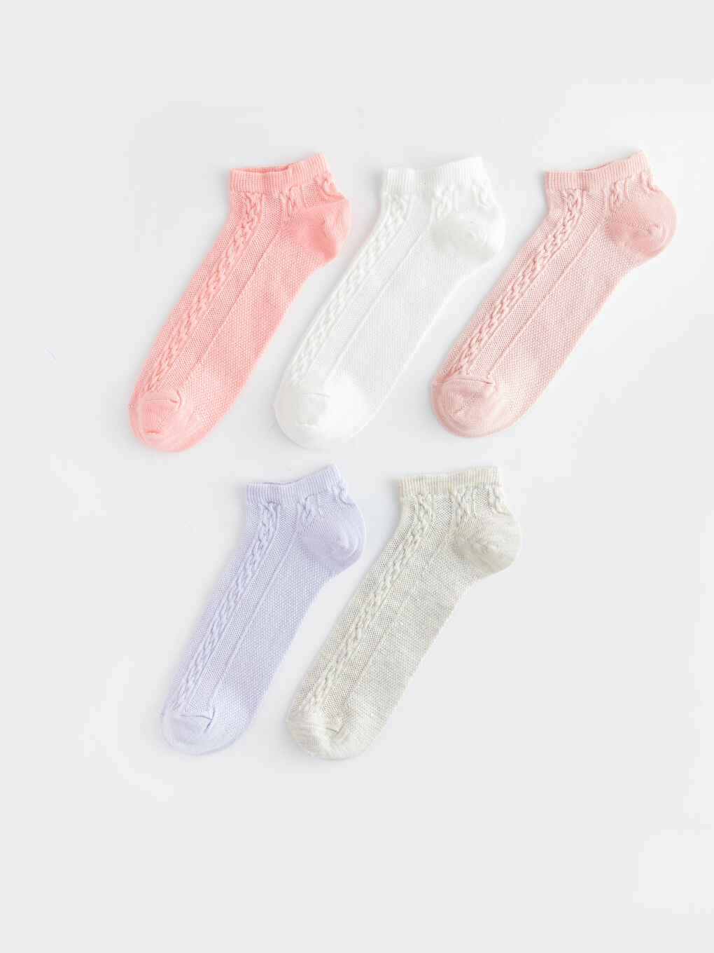 Mercan Kendinden Desenli Kadın Patik Çorap 5'li