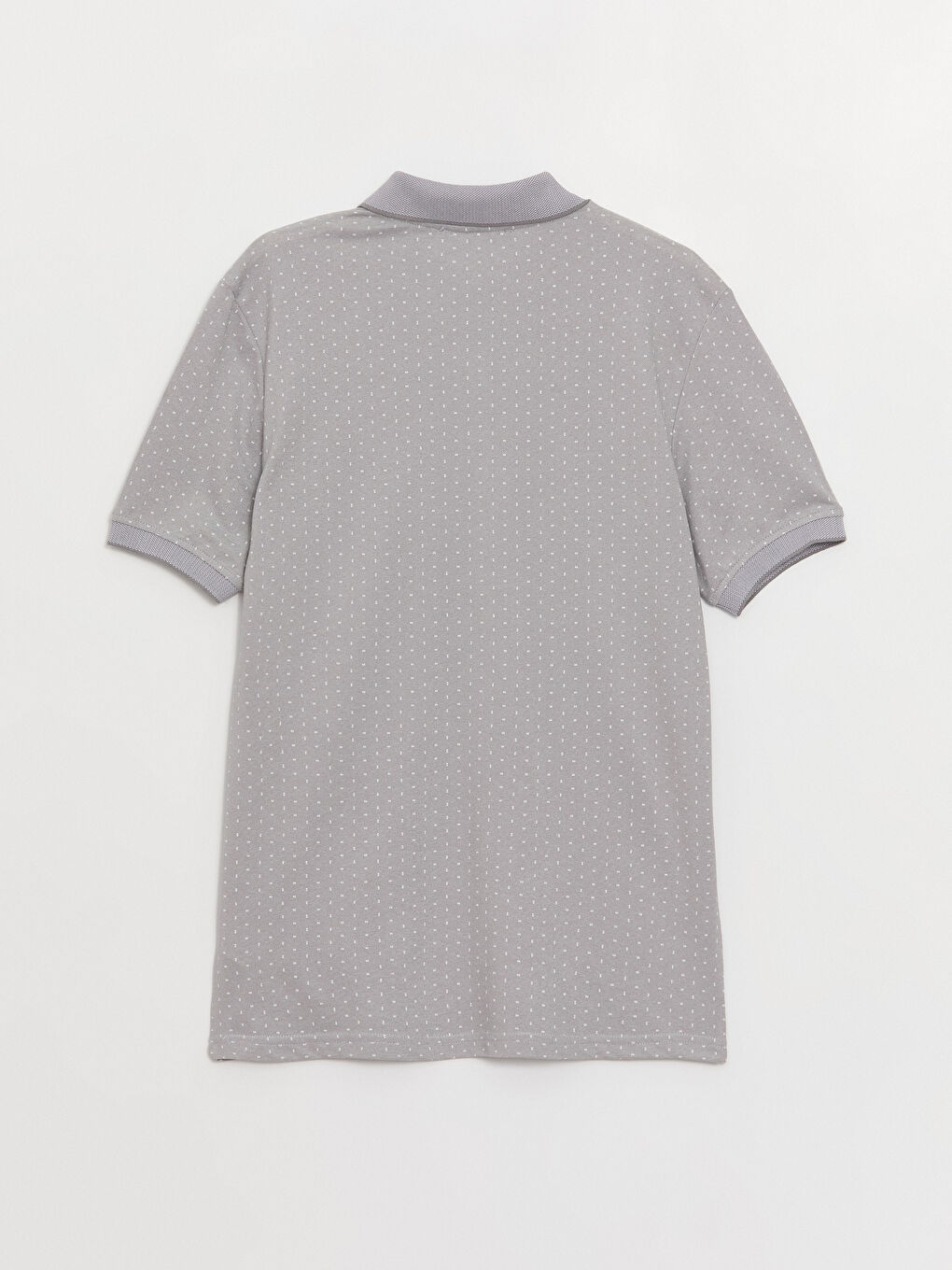 Gri Polo Yaka Kısa Kollu Desenli Erkek Tişört-6