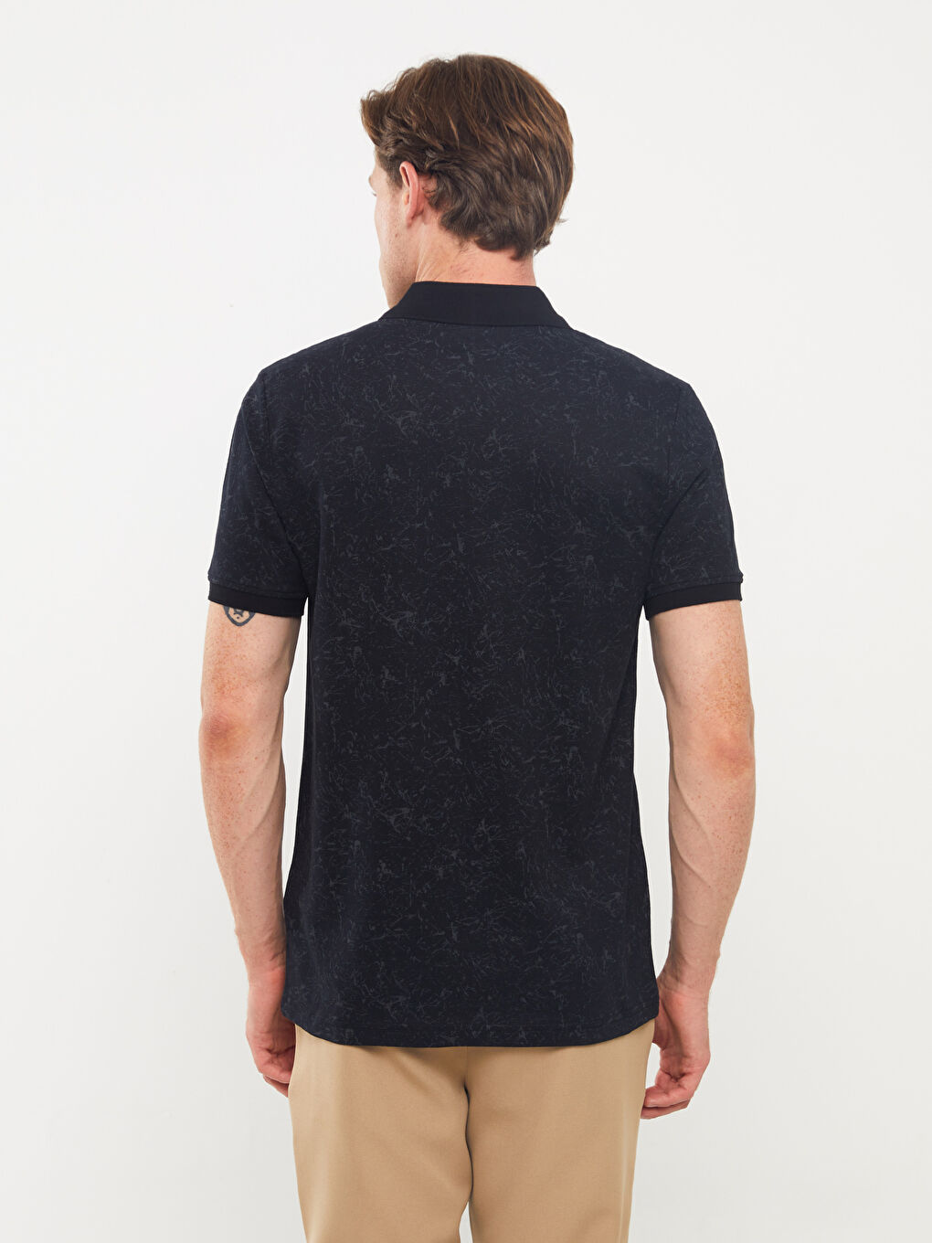 Polo Neck Short Sleeve Patterned Men's T-Shirt-4