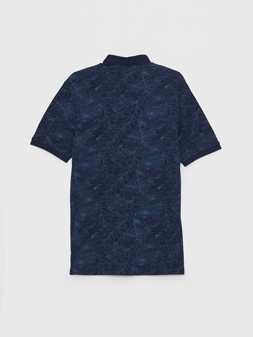 Lacivert Hakim Yaka Kısa Kollu Desenli Erkek Tişört-6