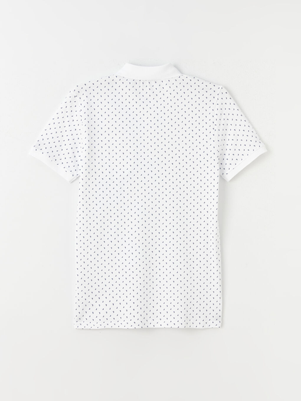 Beyaz Polo Yaka Kısa Kollu Desenli Erkek Tişört-6