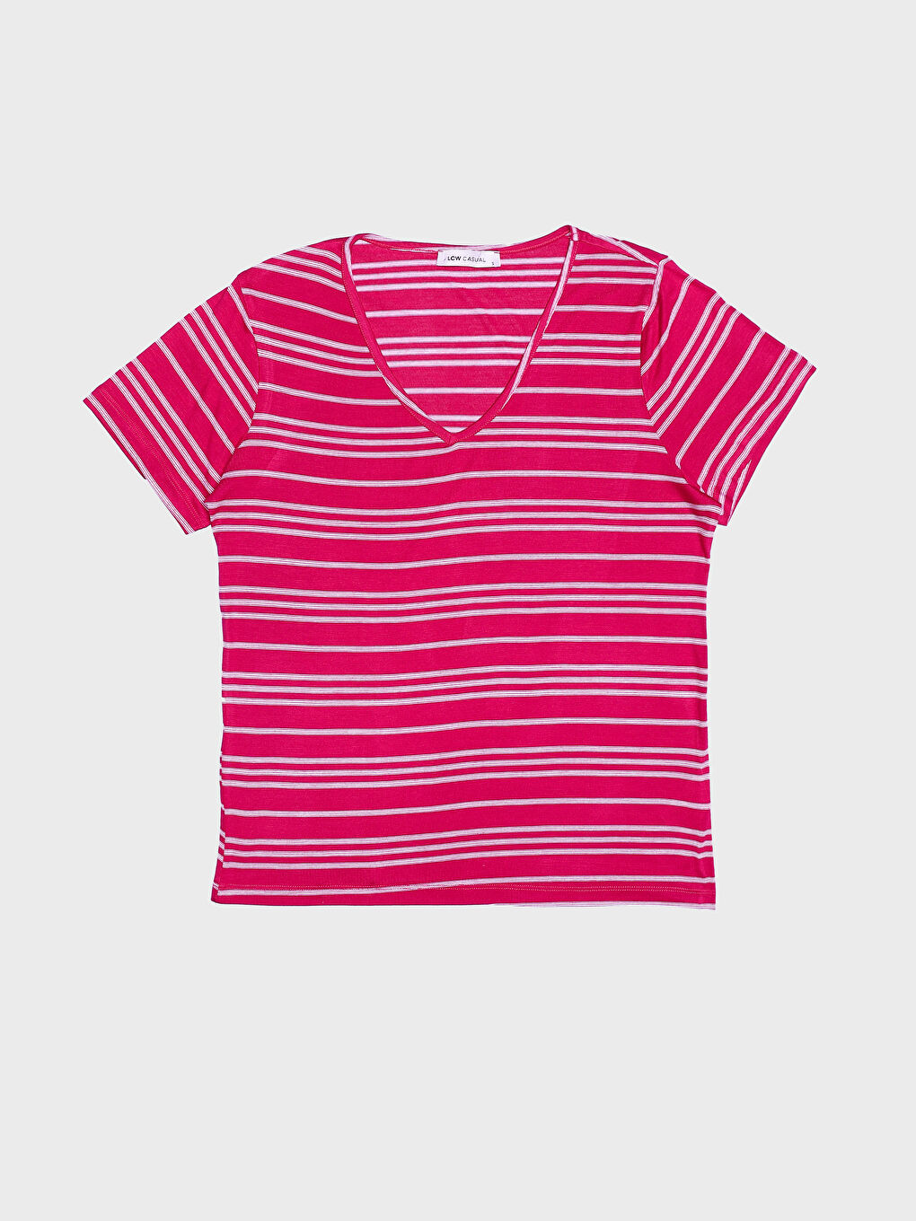 V-Neck Striped Short Sleeve Women's T-Shirt