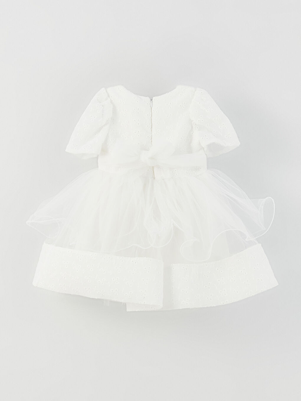 Ekru Bisiklet Yaka Kız Çocuk Tütü Elbise-1