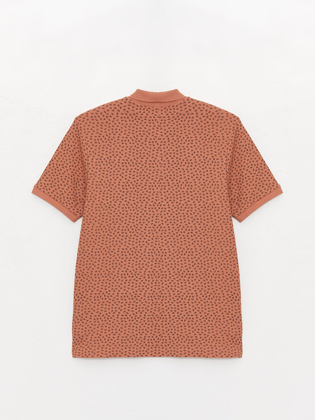 Pembe Polo Yaka Kısa Kollu Desenli Erkek Tişört-6