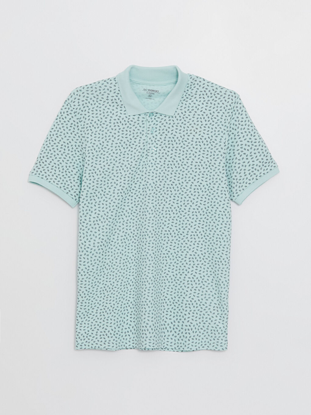 Turkuaz Polo Yaka Kısa Kollu Desenli Erkek Tişört-5