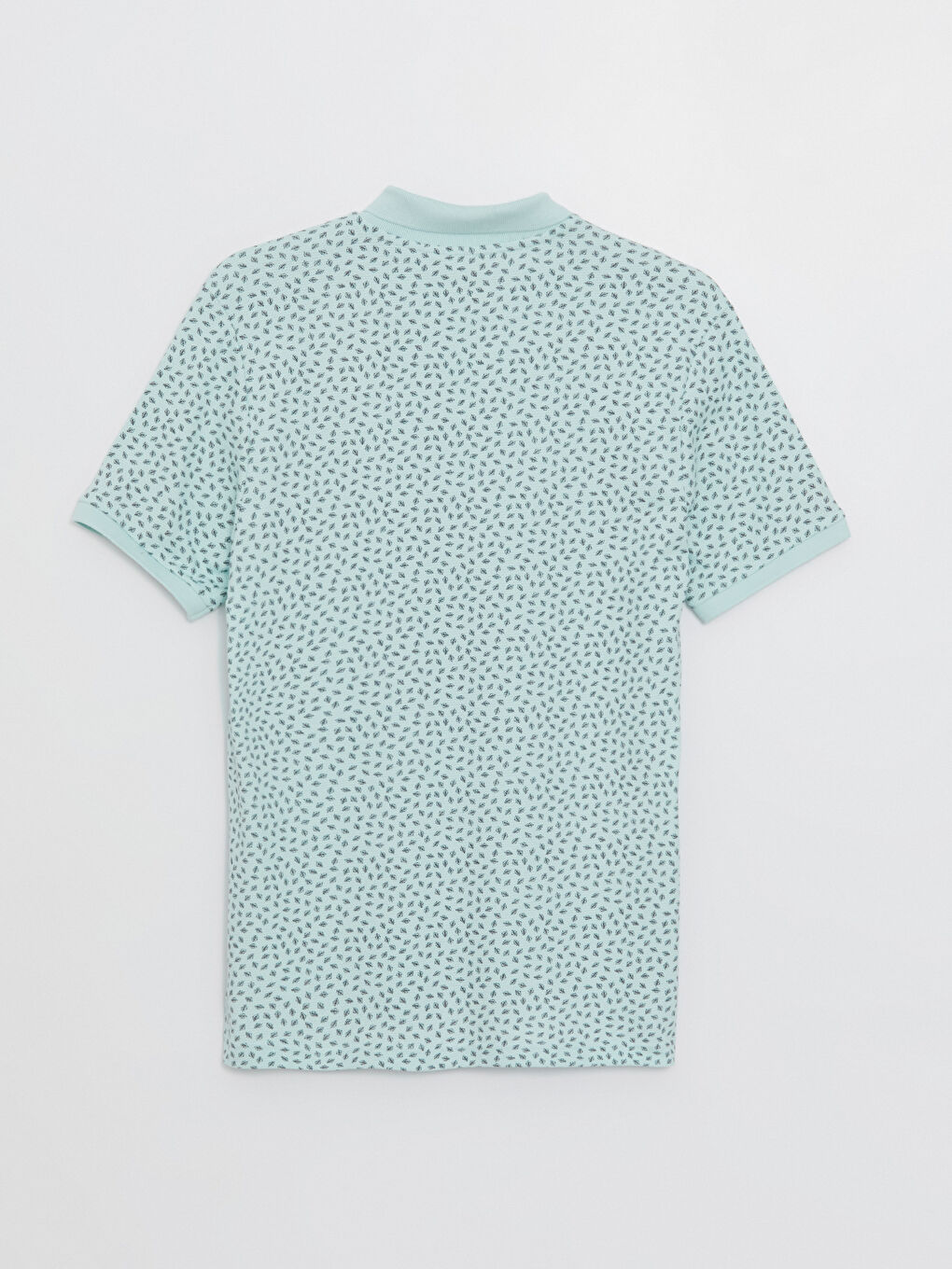 Turkuaz Polo Yaka Kısa Kollu Desenli Erkek Tişört-6
