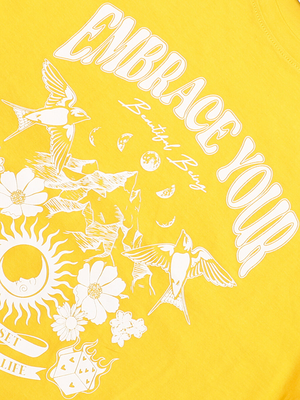 Crew Neck Printed Short Sleeve Oversize Women's T-Shirt-2