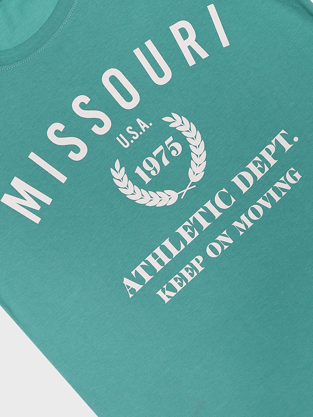 تيشيرت نسائي بأكمام قصيرة وياقة دائرية مطبوع-3