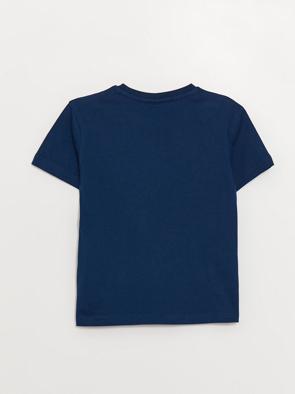 Lacivert Bisiklet Yaka Baskılı Kısa Kollu Erkek Çocuk Tişört-1
