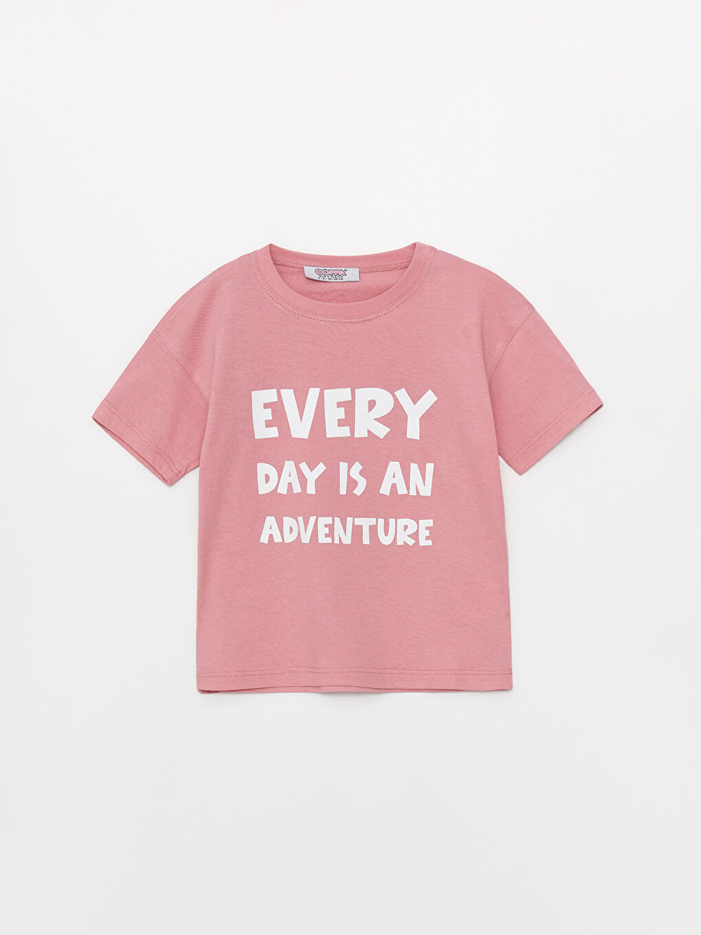 Pembe Bisiklet Yaka Kısa Kollu Baskılı Kız Bebek Tişört