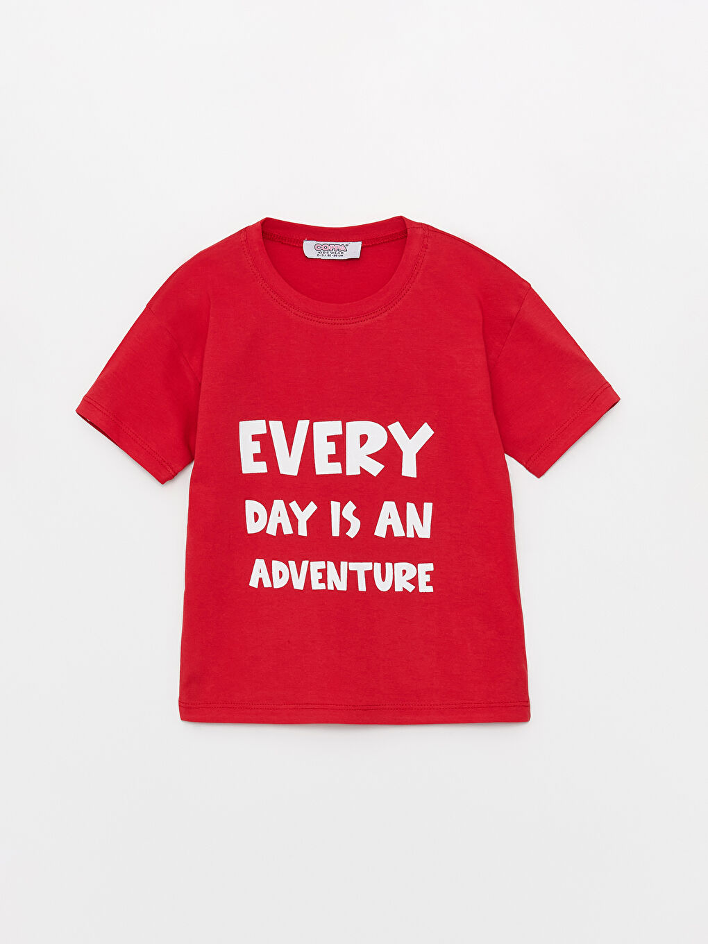 Kırmızı Bisiklet Yaka Kısa Kollu Baskılı Kız Bebek Tişört