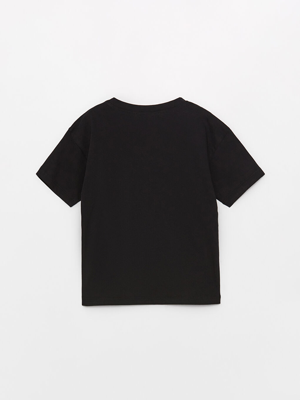 Siyah Bisiklet Yaka Kısa Kollu Baskılı Kız Bebek Tişört-1