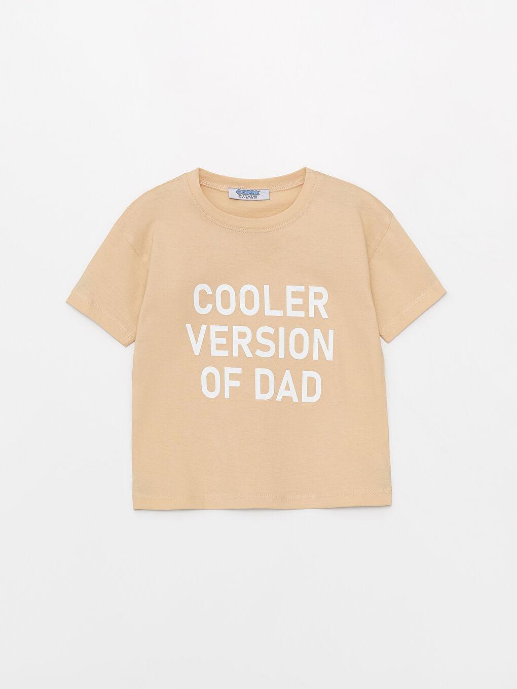 Ekru Bisiklet Yaka Kısa Kollu Baskılı Erkek Bebek Tişört