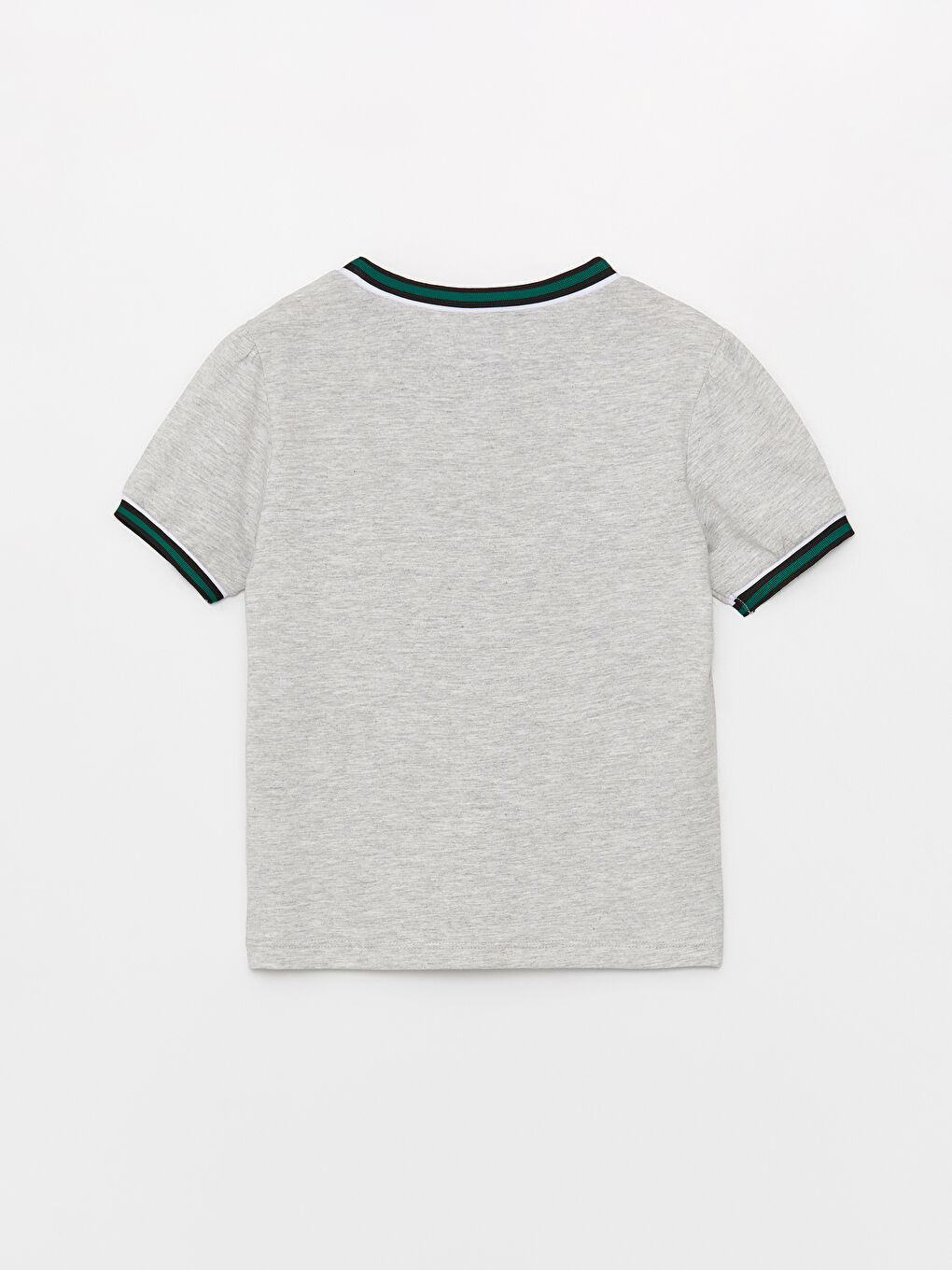 Yeşil Bisiklet Yaka Pul İşlemeli Kısa Kollu Kız Çocuk Tişört-1