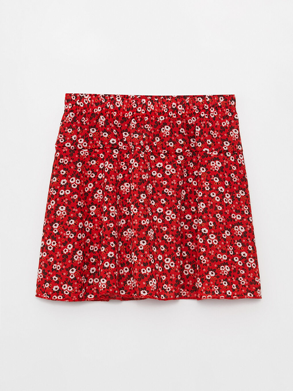 Kırmızı Beli Lastikli Kız Çocuk Şort Etek