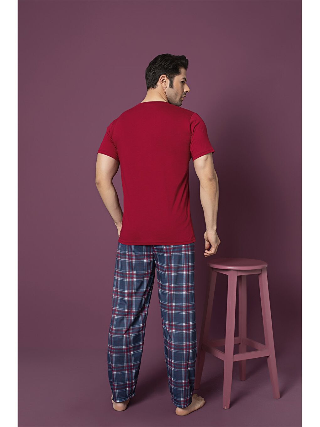 Kırmızı Standart Kalıp Erkek Pijama Takımı-1