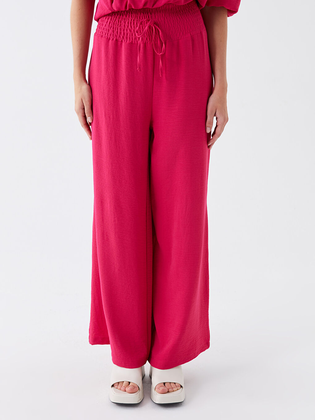 Elasticated Waist Relaxed Fit Women's Trousers-2