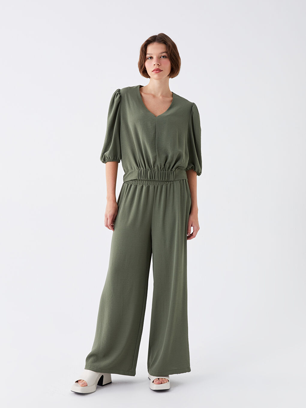 Elasticated Waist Relaxed Fit Women's Trousers