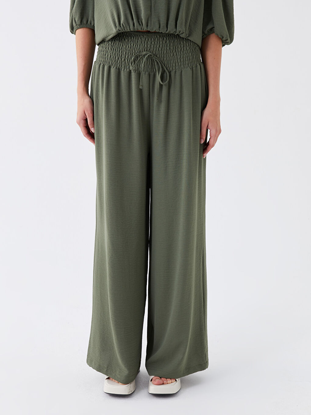 Elasticated Waist Relaxed Fit Women's Trousers-2