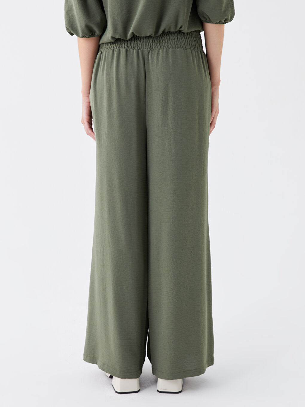 Elasticated Waist Relaxed Fit Women's Trousers-3