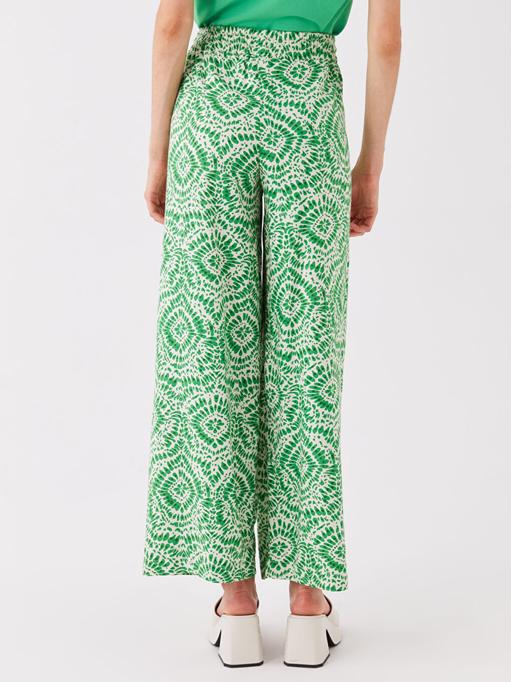 Elasticated Waist Relaxed Fit Patterned Women's Trousers-4