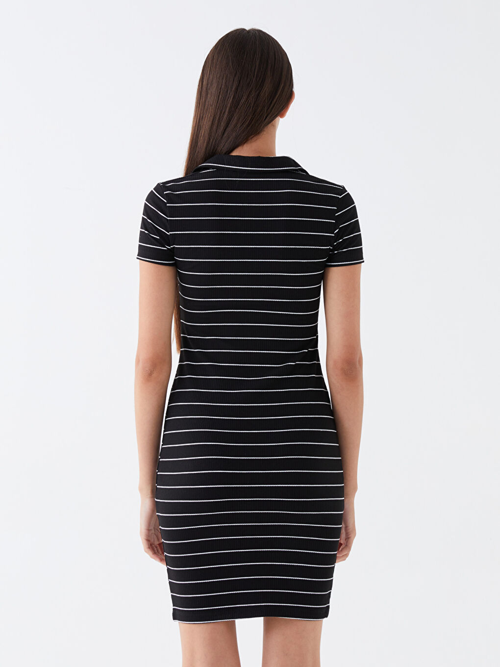 Siyah Çizgili Kadın Elbise-4