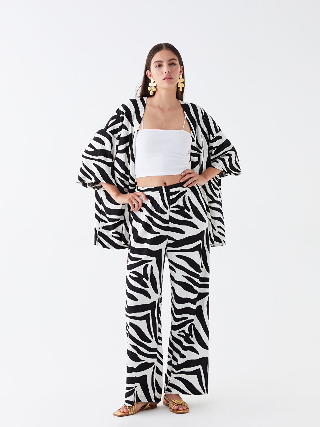 Siyah Kadın Kimono Takım