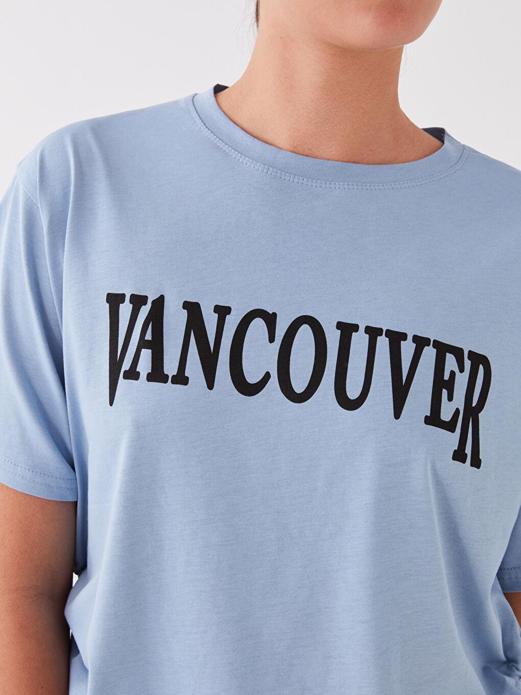 Mavi Bisiklet Yaka Baskılı Kadın Tişört-3