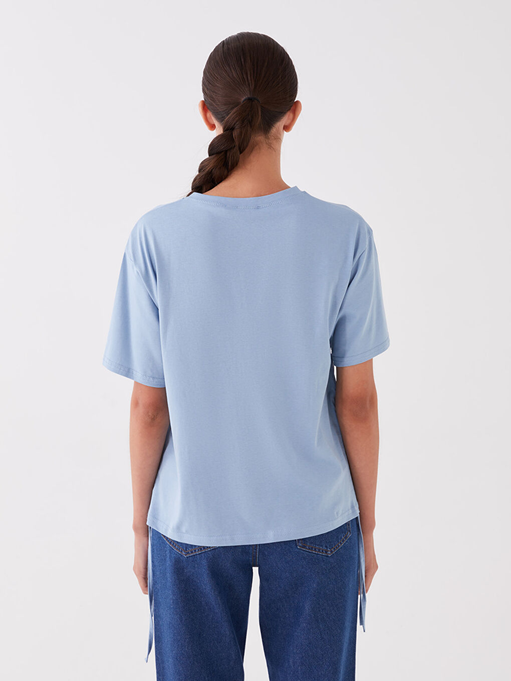 Mavi Bisiklet Yaka Baskılı Kadın Tişört-4