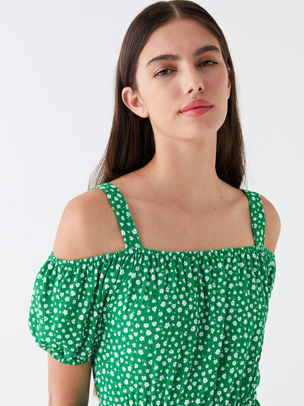 Yeşil Desenli Kadın Elbise-2