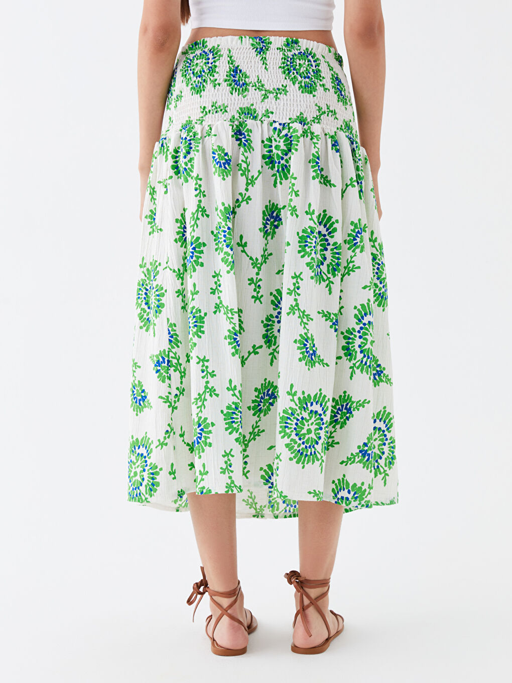 Yeşil Desenli Kadın Etek-5