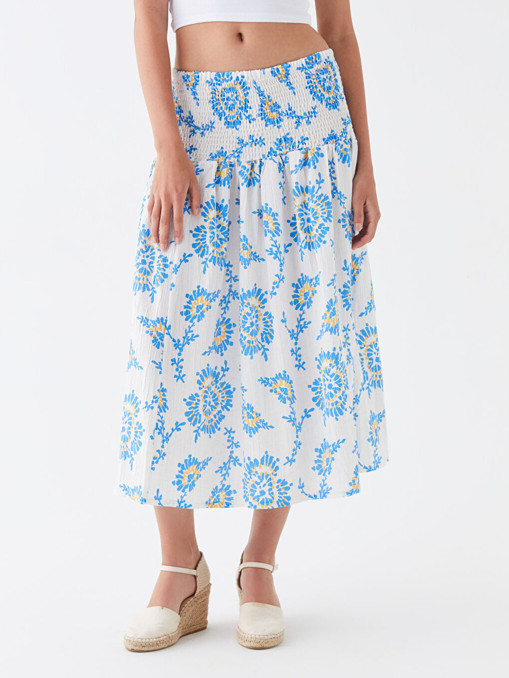 Mavi Desenli Kadın Etek-3