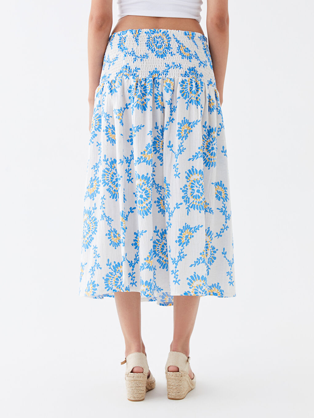Mavi Desenli Kadın Etek-4