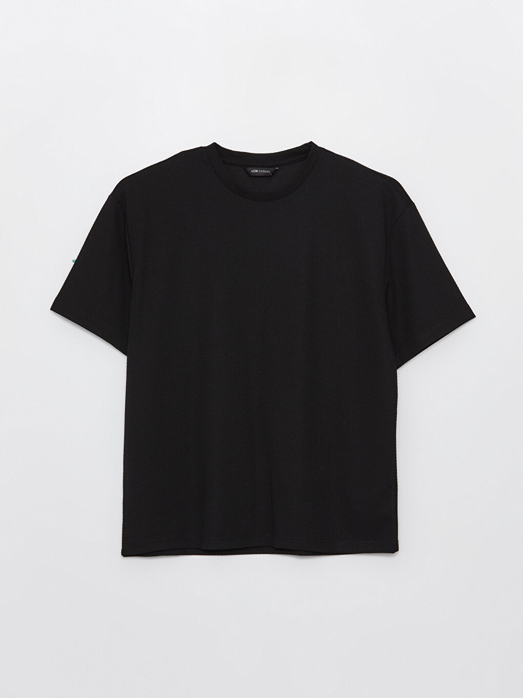 Siyah Bisiklet Yaka Kısa Kollu Erkek Tişört-5