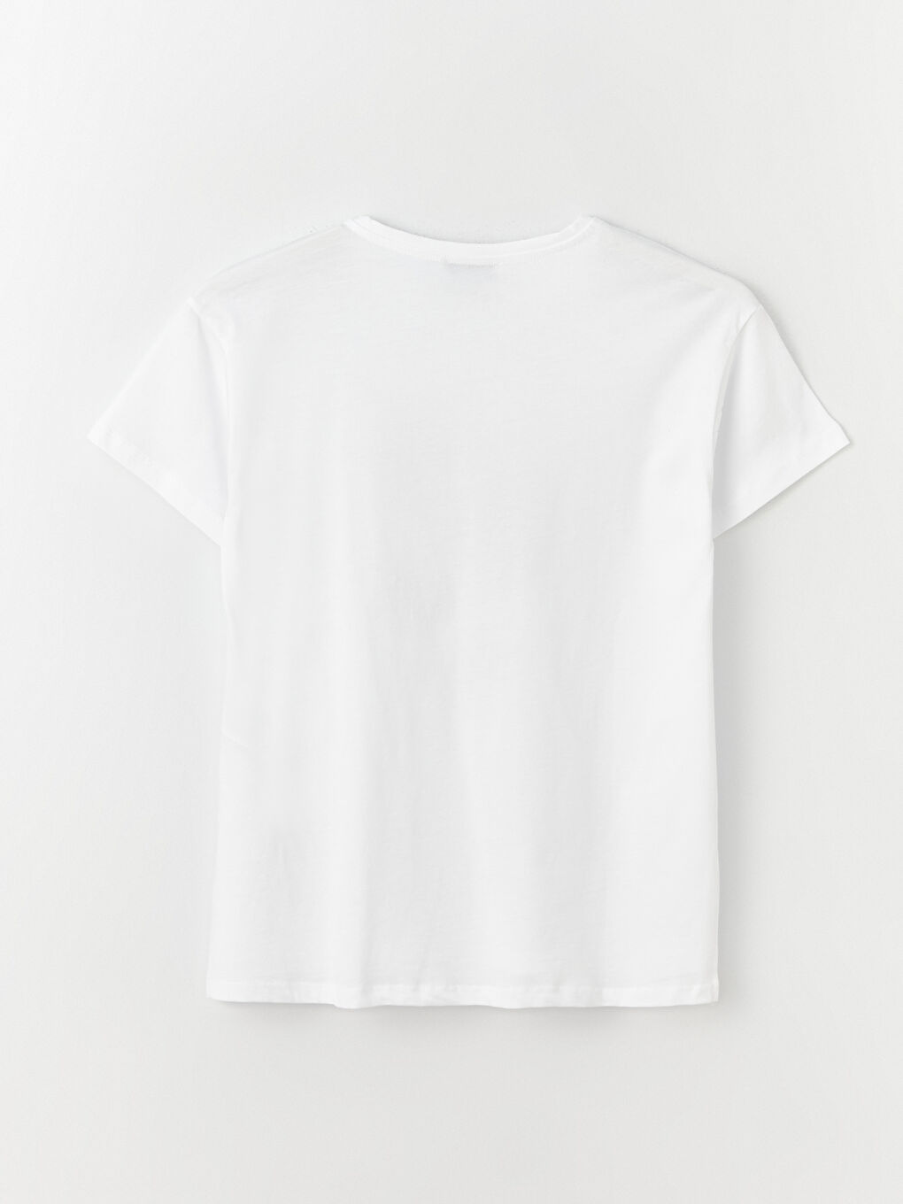 Ekru Bisiklet Yaka Baskılı Kısa Kollu Kadın Tişört-6