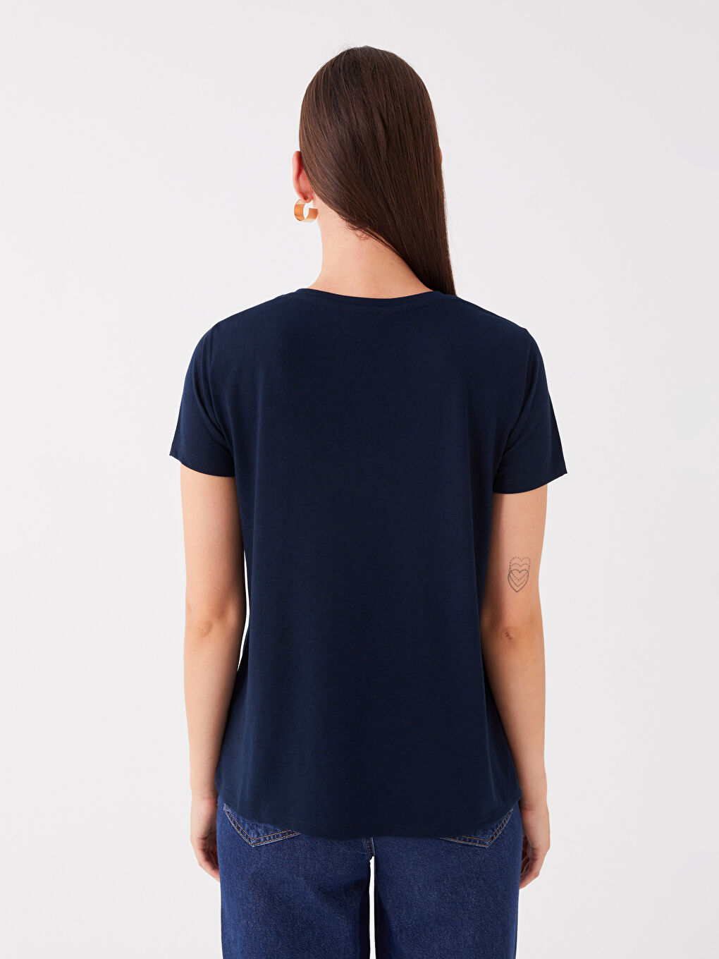 მრგვალი საყელო ნაბეჭდი მოკლე სახელო ქალებისთვის მაისური-4