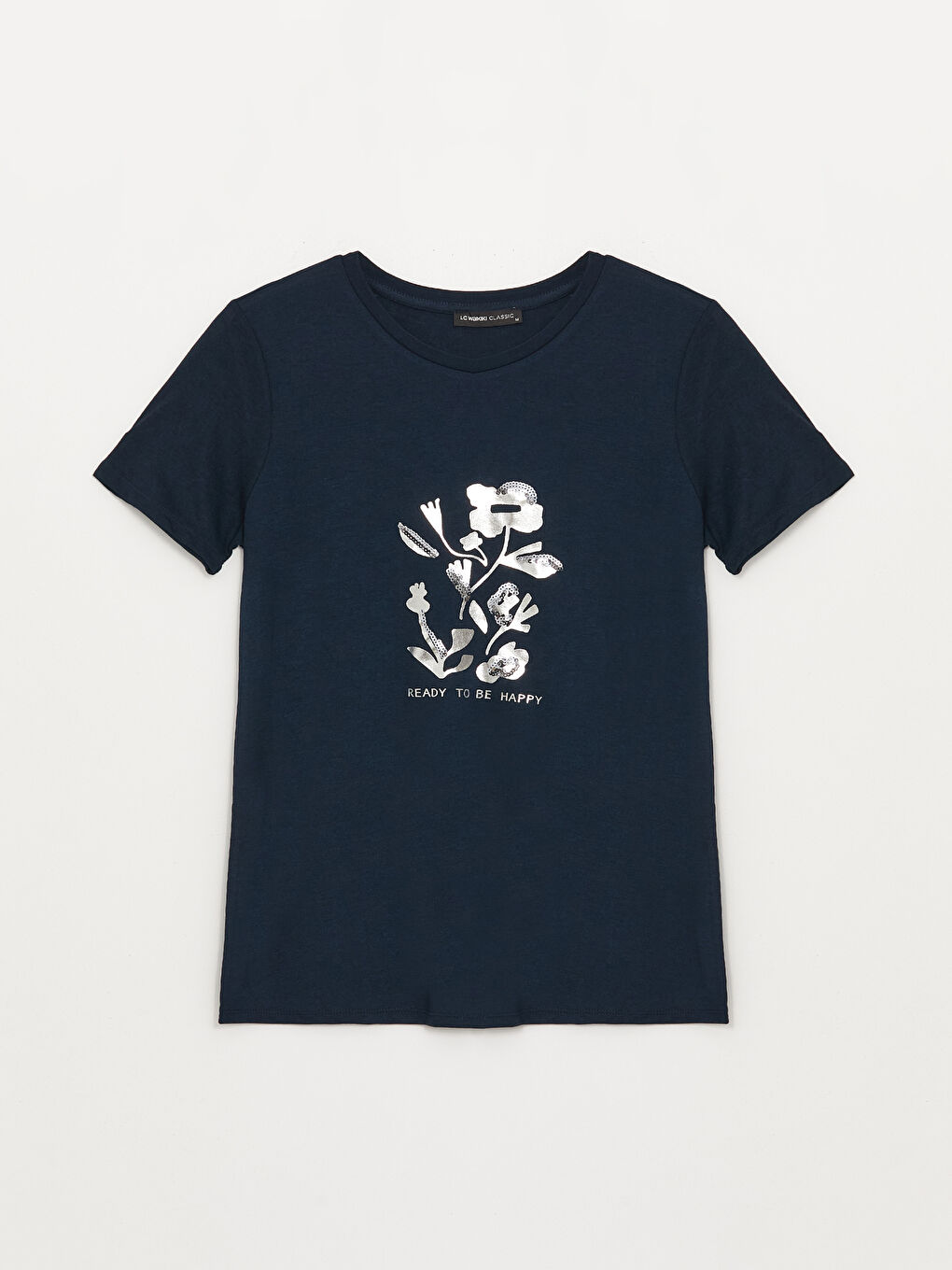 მრგვალი საყელო ნაბეჭდი მოკლე სახელო ქალებისთვის მაისური-5