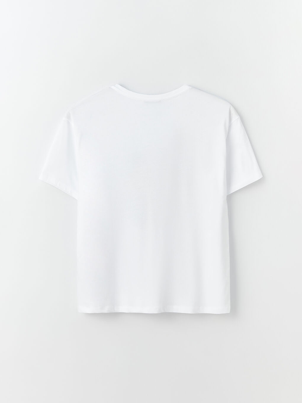 Ekru Bisiklet Yaka Baskılı Kısa Kollu Kadın Tişört-6