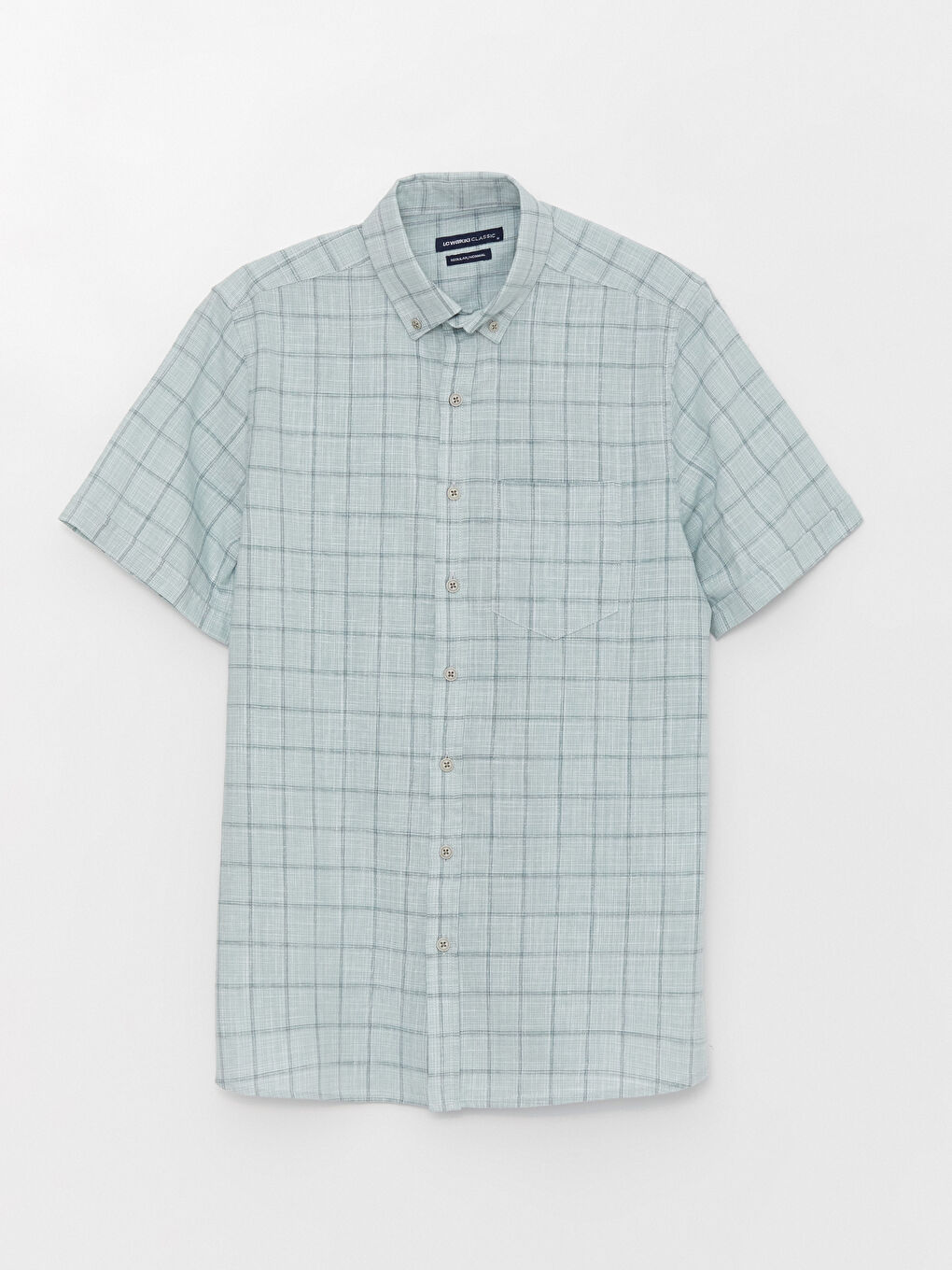 Cămașă pentru Bărbați cu Mânecă Scurtă, Croială Regulară, Model Carouri-5