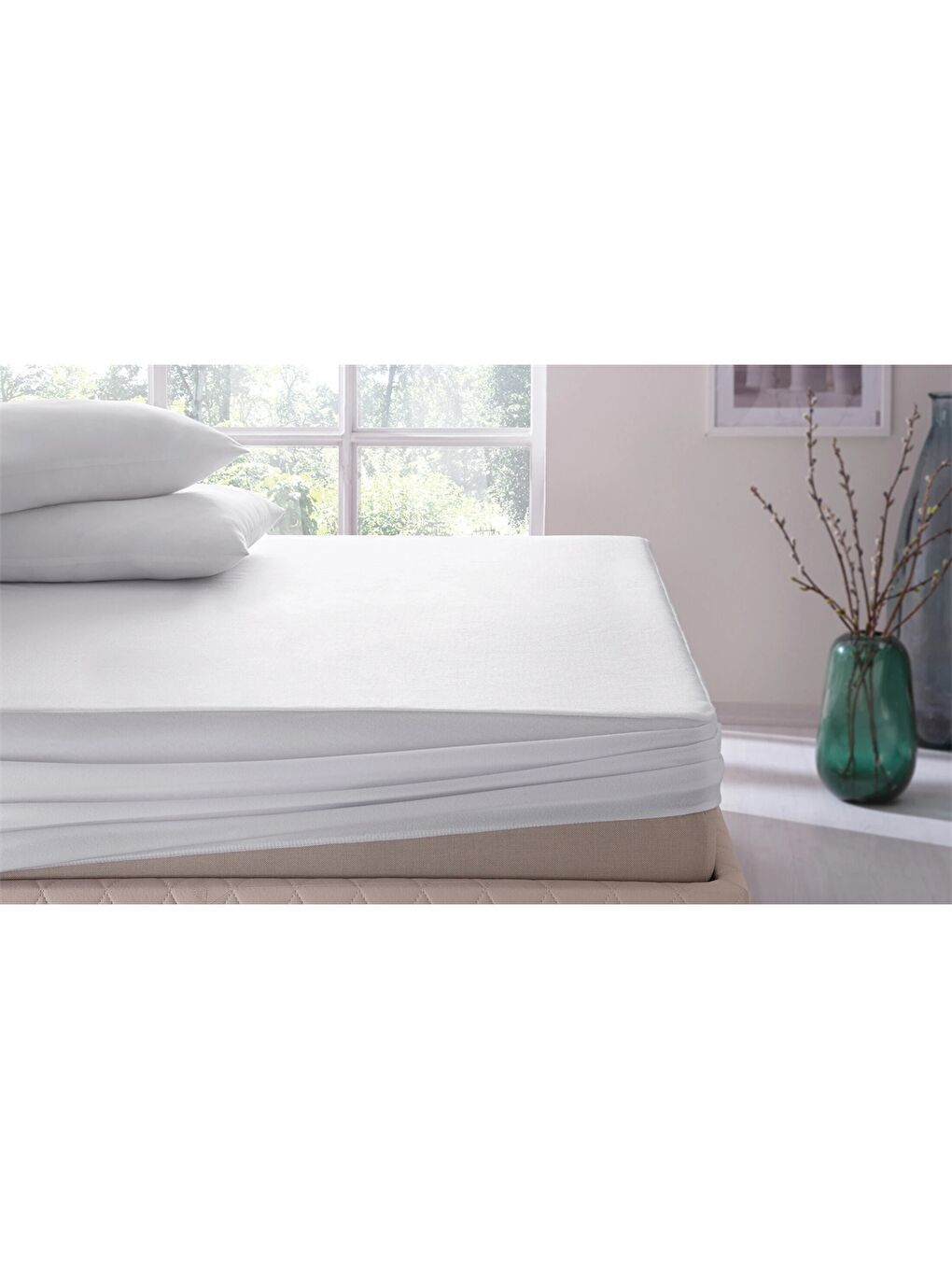 Beyaz Su Geçirmez Çift Kişilik Alez 160x200 cm-1