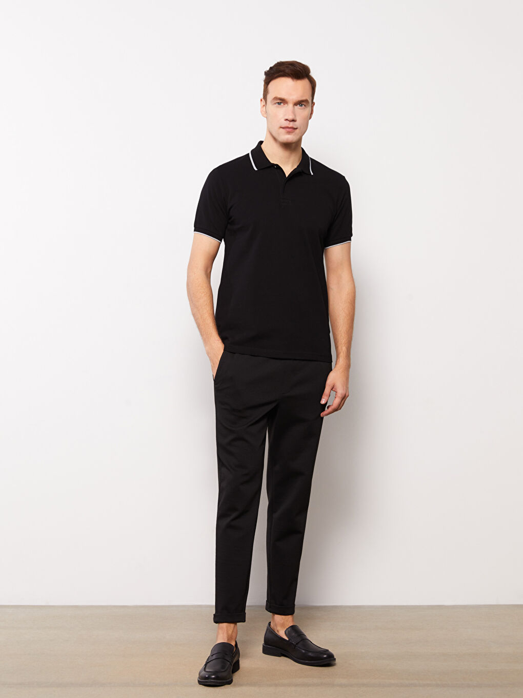 Мужская футболка-поло из пике с короткими рукавами-2