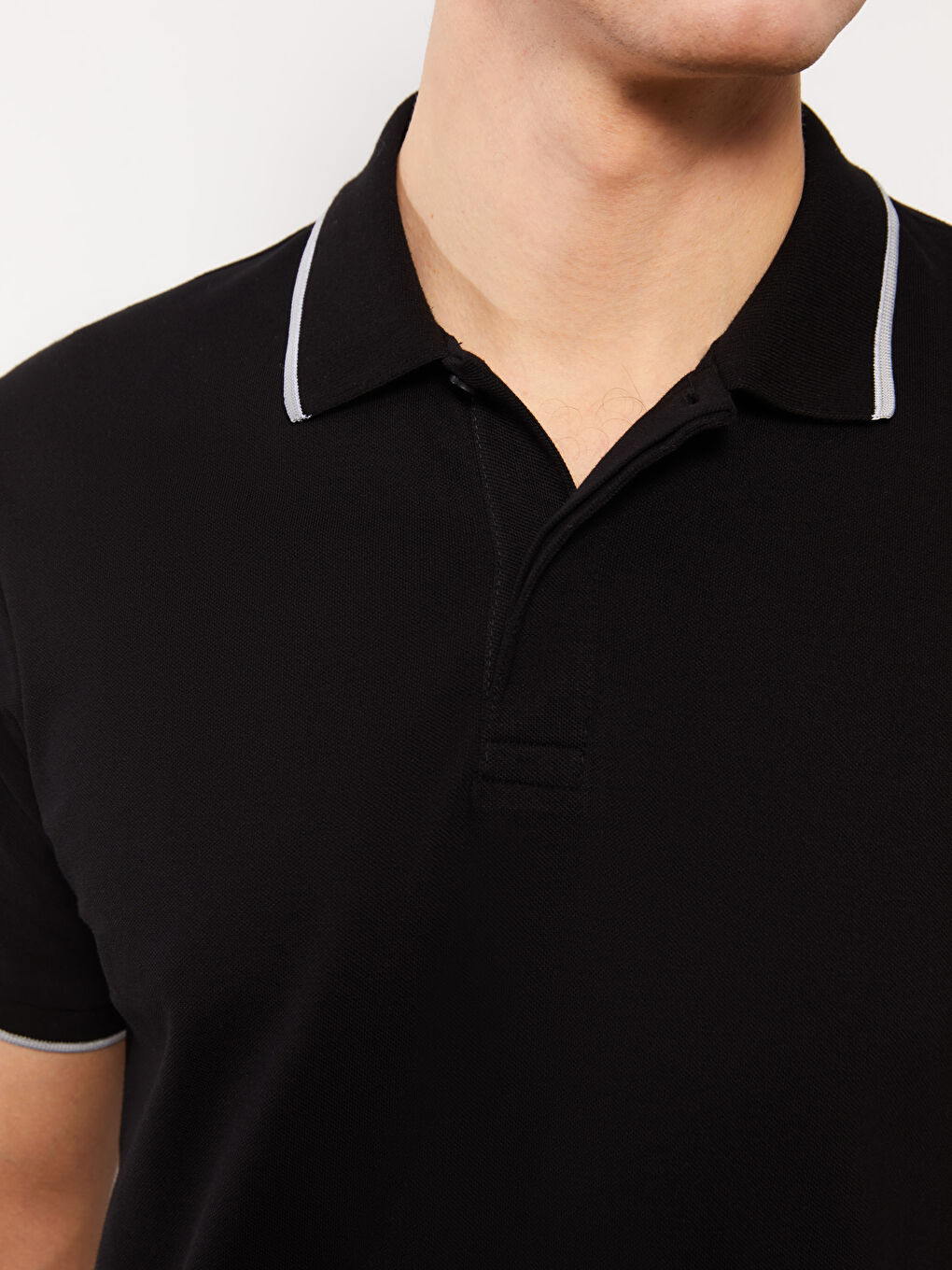 Мужская футболка-поло из пике с короткими рукавами-3
