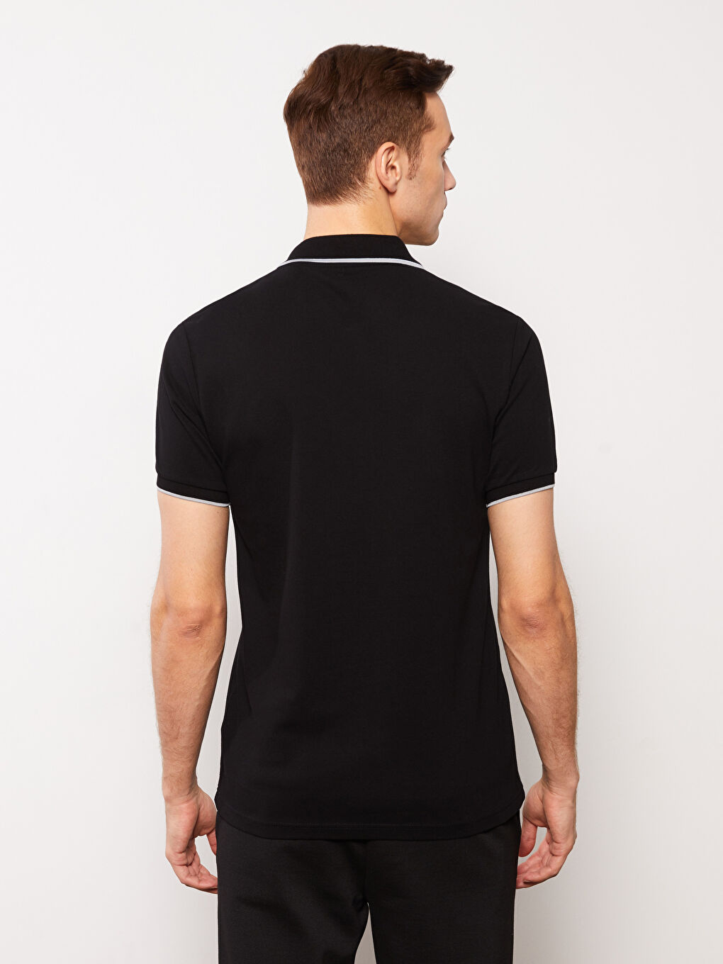 Мужская футболка-поло из пике с короткими рукавами-4