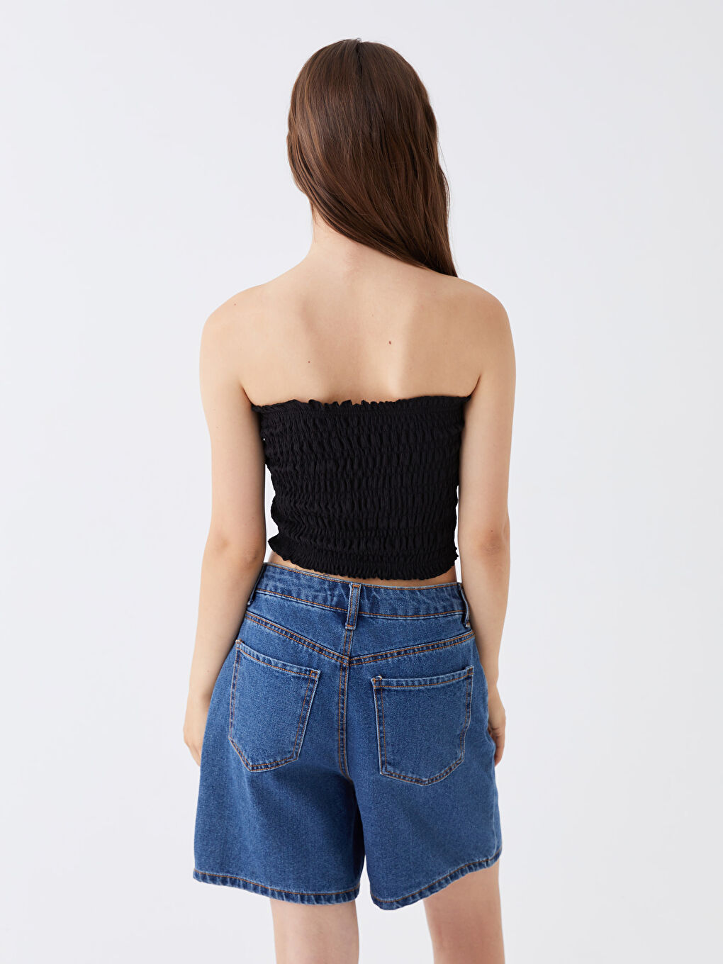 Strapless Plain Crop Women's Blouse -S3KV17Z8-CVL