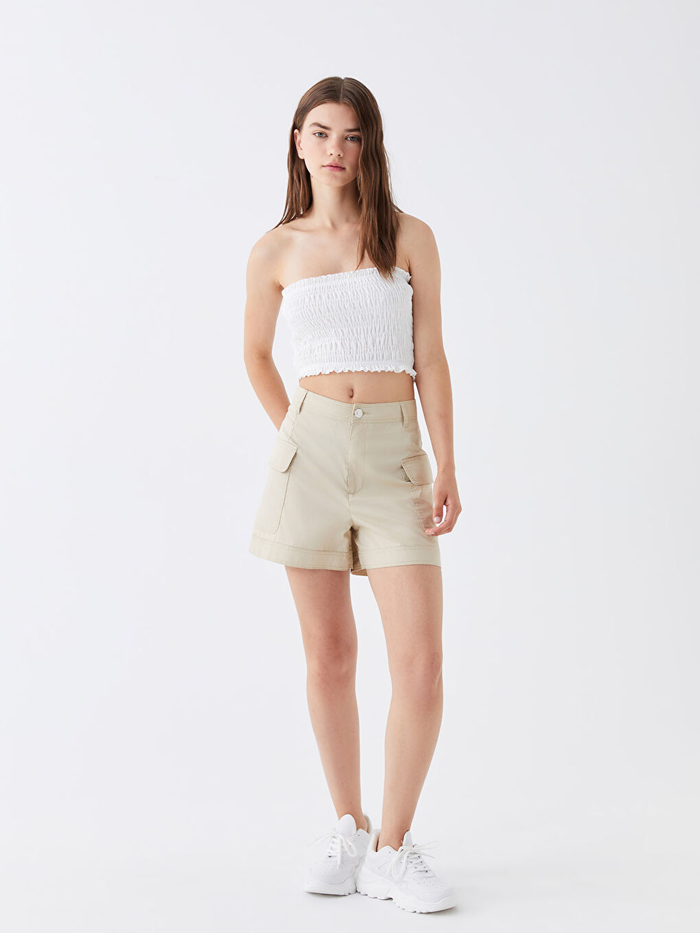 بلوزة سادة بدون حمالات قصيرة للسيدات-2